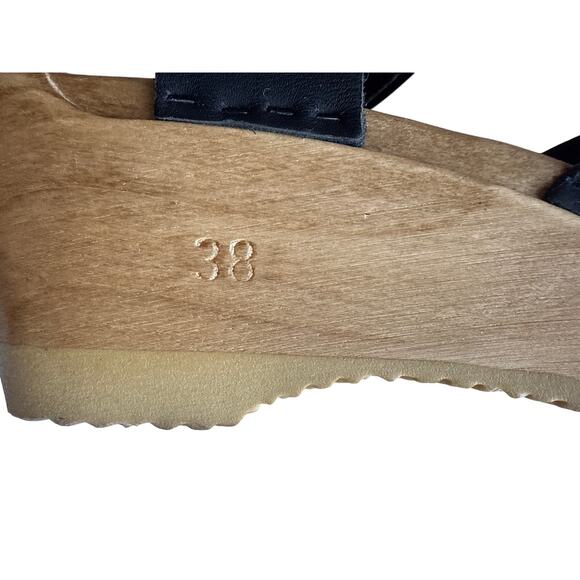 No. 6 Store Shelby Clog on Mid Wedge in Black Leather Size 38 - Picture 6 of 8